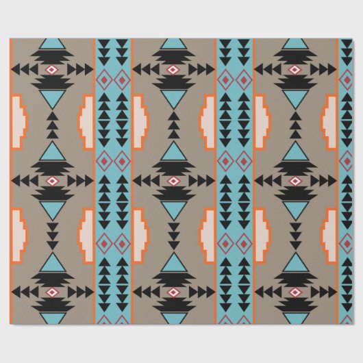 Aztec Mexican Geometric Pattern Geschenkpapier (Flach)
