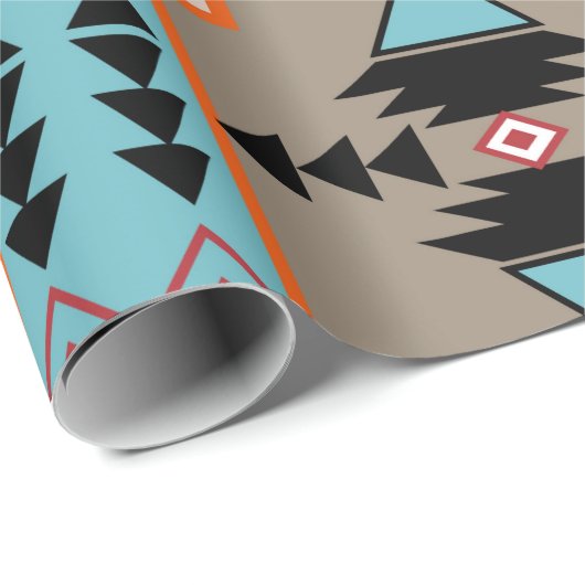 Aztec Mexican Geometric Pattern Geschenkpapier (Rolleneckpunkt)