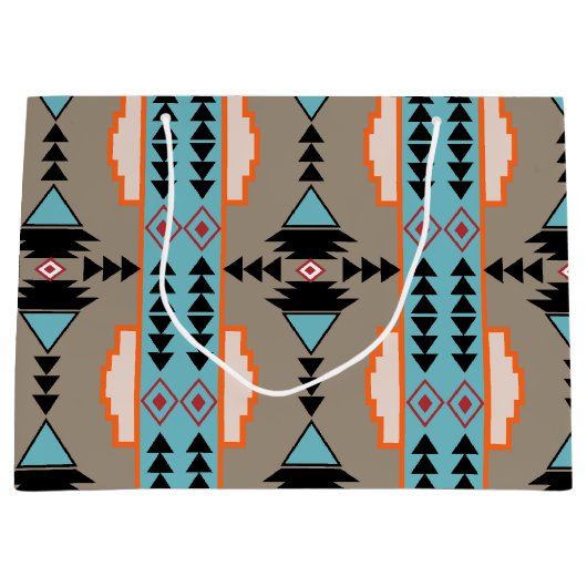 Aztec Mexican Geometric Pattern Große Geschenktüte (Vorderseite)