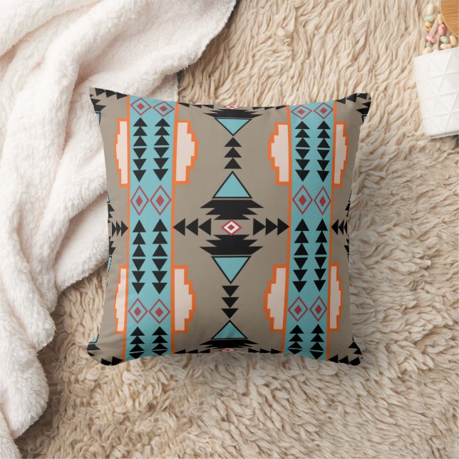 Aztec Mexican Geometric Pattern Kissen (Decke)