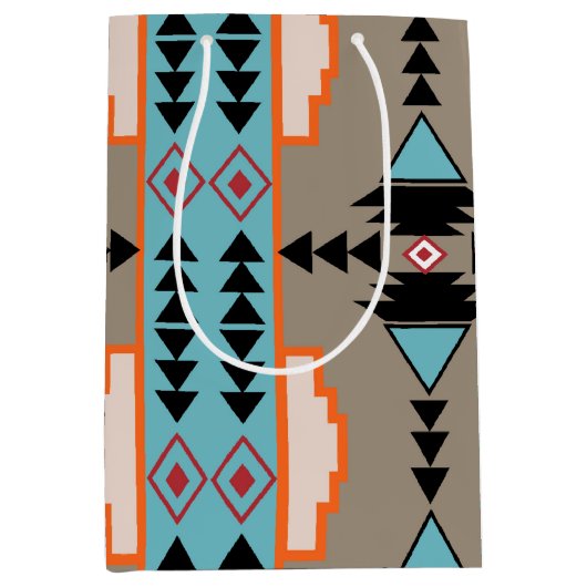 Aztec Mexican Geometric Pattern Mittlere Geschenktüte (Vorderseite)