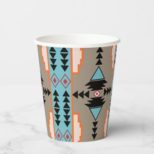 Aztec Mexican Geometric Pattern Pappbecher (Rückseite)
