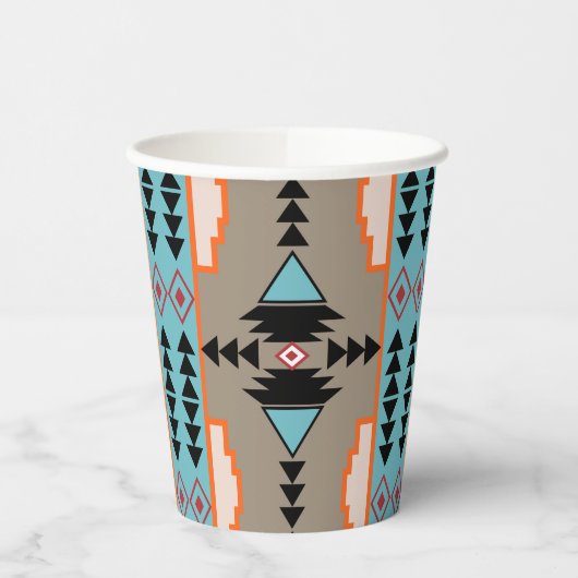 Aztec Mexican Geometric Pattern Pappbecher (Links)