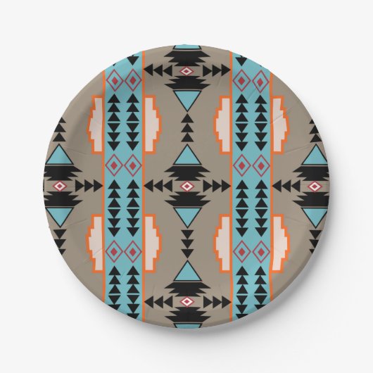Aztec Mexican Geometric Pattern Pappteller (Vorderseite)