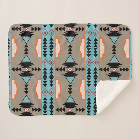Aztec Mexican Geometric Pattern Sherpadecke (Vorderseite (Horizontal))