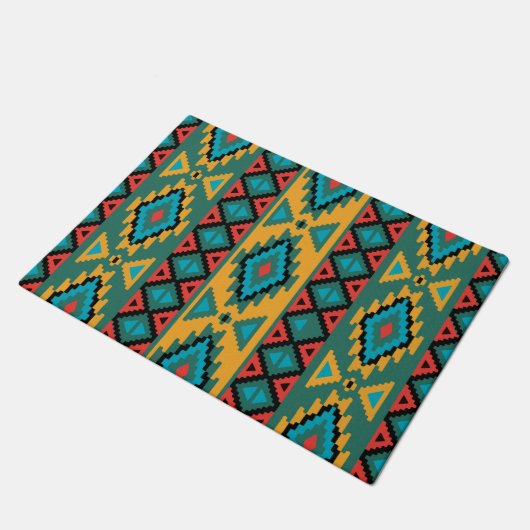 Aztec Mexican Pattern Trend Hipster Design Fußmatte (Schrägansicht)