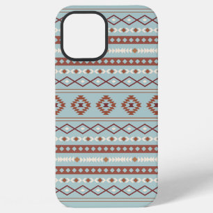 Aztec-Mischmotiv-Muster Rost Creme Blau iPhone 12 Pro Max Hülle