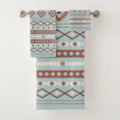 Aztec Mixed Motif Muster Rusts Cream Blue Badhandtuch Set (Insitu)