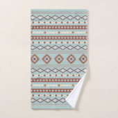 Aztec Mixed Motif Muster Rusts Cream Blue Badhandtuch Set (Handtuch)