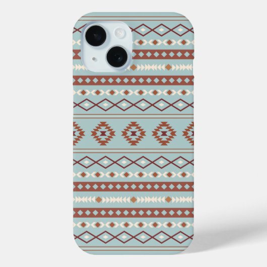 Aztec Mixed Motif Muster Rusts Cream Blue Case-Mate iPhone Hülle (Rückseite)