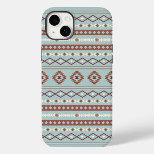 Aztec Mixed Motif Muster Rusts Cream Blue Case-Mate iPhone 14 Plus Hülle