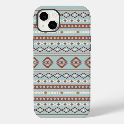 Aztec Mixed Motif Muster Rusts Cream Blue Case-Mate iPhone Hülle (Rückseite)