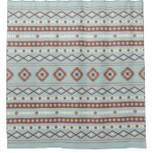 Aztec Mixed Motif Muster Rusts Cream Blue Duschvorhang (Vorderseite)