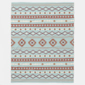 Aztec Mixed Motif Muster Rusts Cream Blue Fleecedecke (Vorderseite)