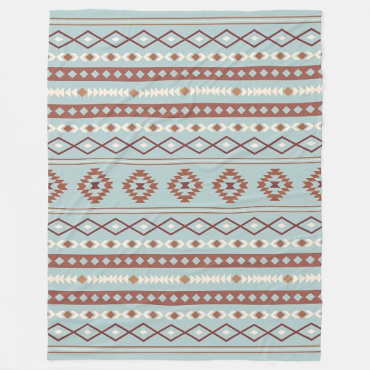 Aztec Mixed Motif Muster Rusts Cream Blue Fleecedecke (Vorderseite)
