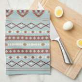 Aztec Mixed Motif Muster Rusts Cream Blue Geschirrtuch (Viertel Falte)