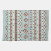 Aztec Mixed Motif Muster Rusts Cream Blue Geschirrtuch (Horizontal)