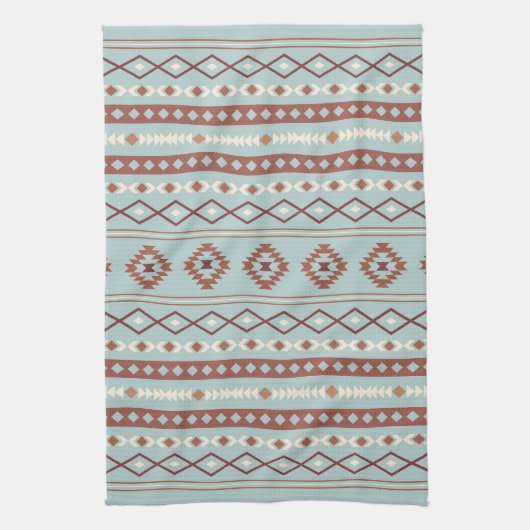 Aztec Mixed Motif Muster Rusts Cream Blue Geschirrtuch (Vertikal)