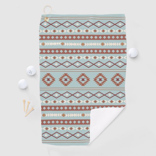 Aztec Mixed Motif Muster Rusts Cream Blue Golfhandtuch (Insitu)