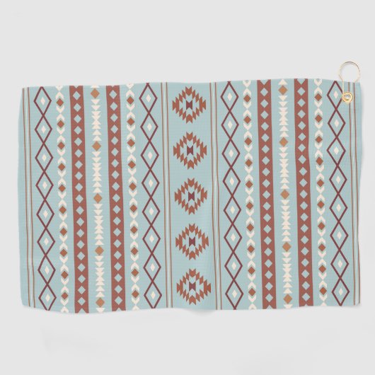 Aztec Mixed Motif Muster Rusts Cream Blue Golfhandtuch (Horizontal)