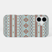 Aztec Mixed Motif Muster Rusts Cream Blue iPhone 16 Hülle (Rückseite (Horizontal))