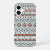 Aztec Mixed Motif Muster Rusts Cream Blue iPhone 16 Hülle (Rückseite)