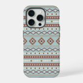 Aztec Mixed Motif Muster Rusts Cream Blue iPhone Hülle (Rückseite)