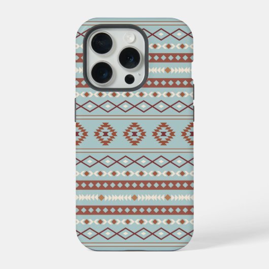 Aztec Mixed Motif Muster Rusts Cream Blue iPhone Hülle (Rückseite)