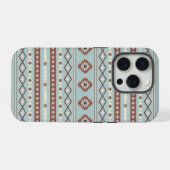 Aztec Mixed Motif Muster Rusts Cream Blue iPhone Hülle (Rückseite (Horizontal))