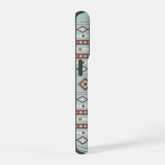 Aztec Mixed Motif Muster Rusts Cream Blue iPhone Hülle (Rechte Seite)