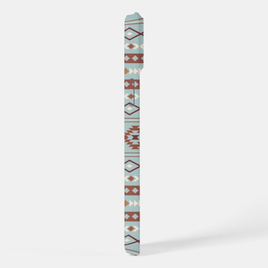 Aztec Mixed Motif Muster Rusts Cream Blue iPhone Hülle (Rechte Seite)
