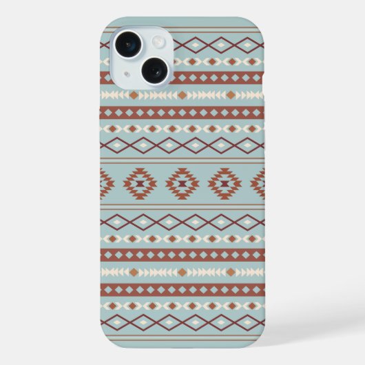 Aztec Mixed Motif Muster Rusts Cream Blue iPhone Hülle (Rückseite)