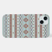 Aztec Mixed Motif Muster Rusts Cream Blue iPhone Hülle (Rückseite (Horizontal))