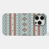Aztec Mixed Motif Muster Rusts Cream Blue iPhone Hülle (Rückseite (Horizontal))