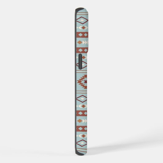 Aztec Mixed Motif Muster Rusts Cream Blue iPhone Hülle (Rechte Seite)
