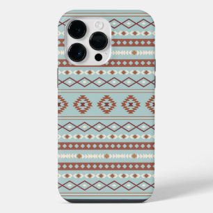 Aztec Mixed Motif Muster Rusts Cream Blue iPhone 14 Pro Max Hülle