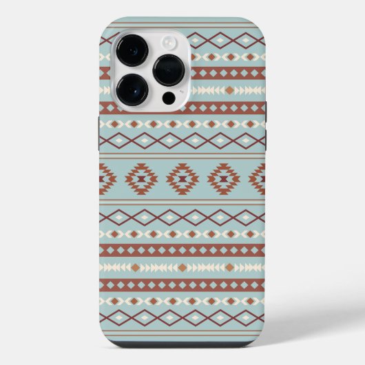 Aztec Mixed Motif Muster Rusts Cream Blue iPhone Hülle (Rückseite)
