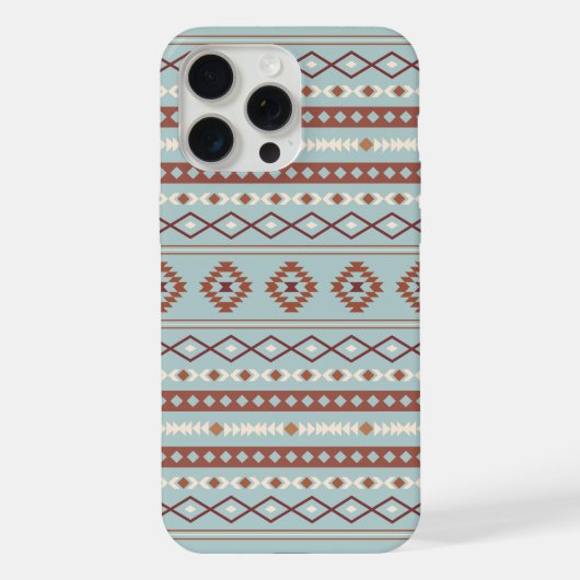 Aztec Mixed Motif Muster Rusts Cream Blue iPhone Hülle (Rückseite)