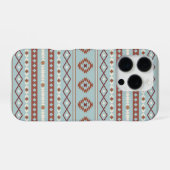 Aztec Mixed Motif Muster Rusts Cream Blue iPhone Hülle (Rückseite (Horizontal))