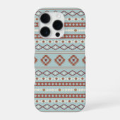 Aztec Mixed Motif Muster Rusts Cream Blue iPhone Hülle (Rückseite)