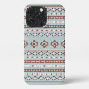 Aztec Mixed Motif Muster Rusts Cream Blue iPhone 13 Pro Hülle
