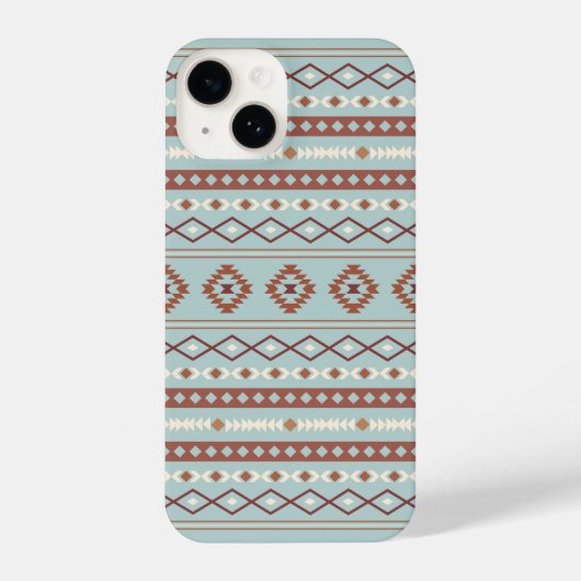 Aztec Mixed Motif Muster Rusts Cream Blue iPhone Hülle (Rückseite)