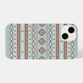 Aztec Mixed Motif Muster Rusts Cream Blue iPhone Hülle (Rückseite (Horizontal))