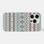 Aztec Mixed Motif Muster Rusts Cream Blue iPhone Hülle (Rückseite (Horizontal))
