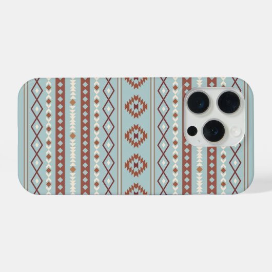 Aztec Mixed Motif Muster Rusts Cream Blue iPhone Hülle (Rückseite (Horizontal))