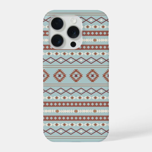 Aztec Mixed Motif Muster Rusts Cream Blue iPhone Hülle (Rückseite)
