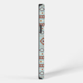 Aztec Mixed Motif Muster Rusts Cream Blue iPhone Hülle (Rechte Seite)