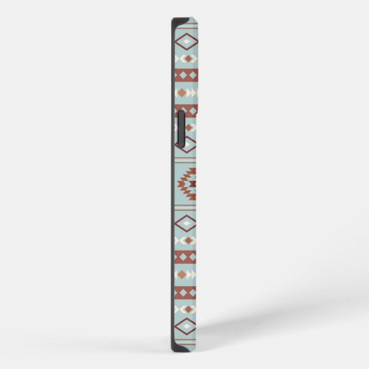 Aztec Mixed Motif Muster Rusts Cream Blue iPhone Hülle (Rechte Seite)