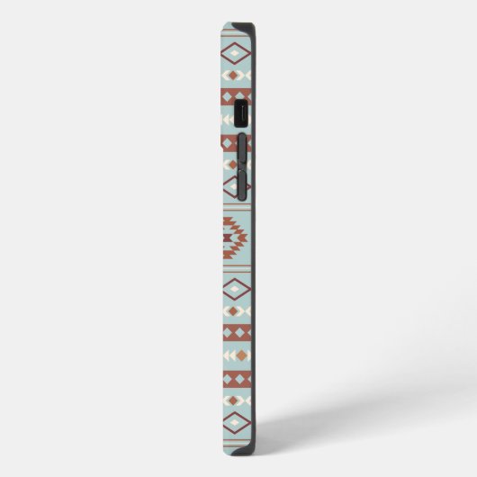 Aztec Mixed Motif Muster Rusts Cream Blue iPhone Hülle (Linke Seite)