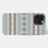 Aztec Mixed Motif Muster Rusts Cream Blue iPhone Hülle (Rückseite (Horizontal))
